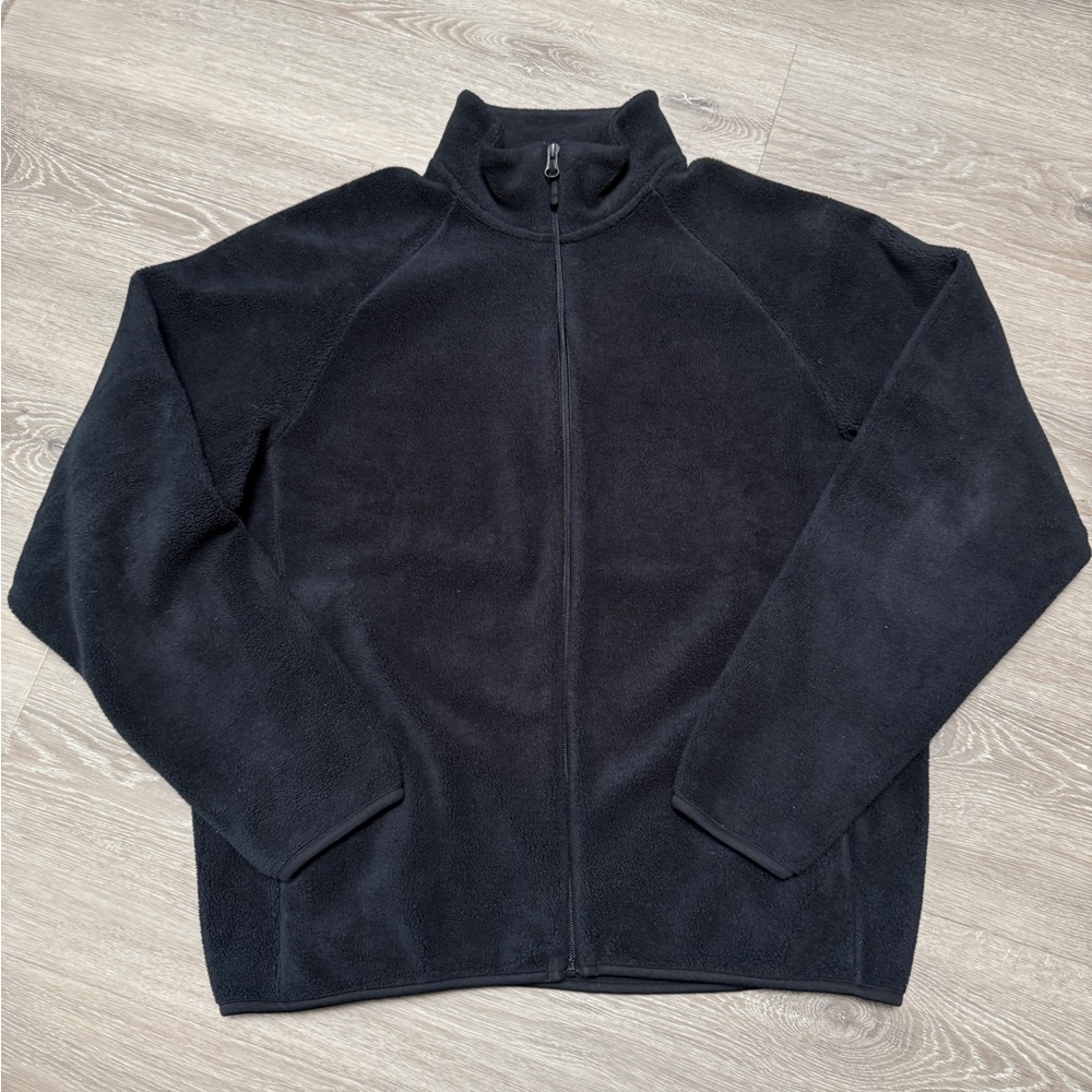 Uniqlo Men's Black Fleece Zip-Up Jacket Sweater